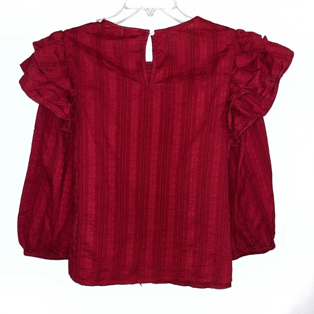 Universal Thread Ruffle Shoulder Holiday Red Blouse - Picture 2 of 6
